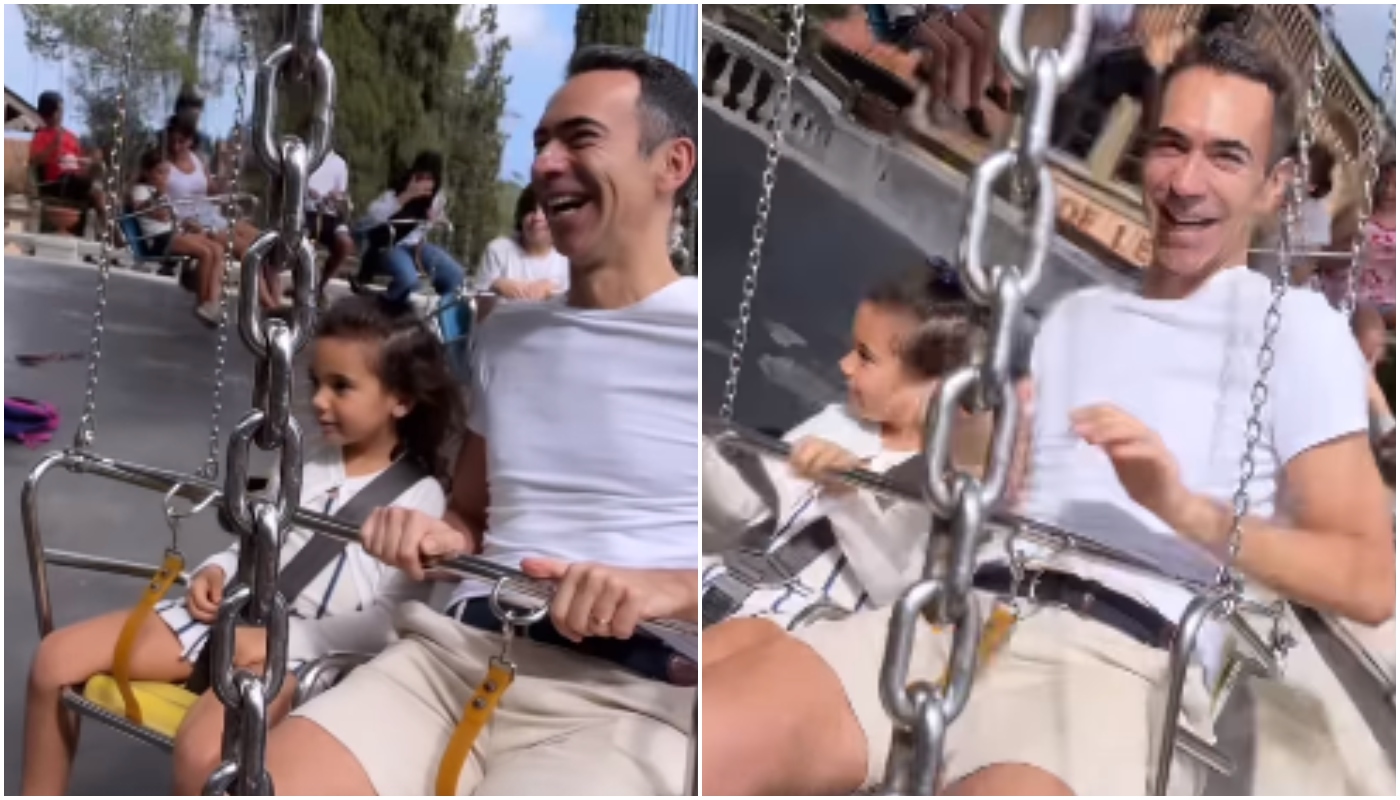 Cesar Tralli com a filha, Manuella