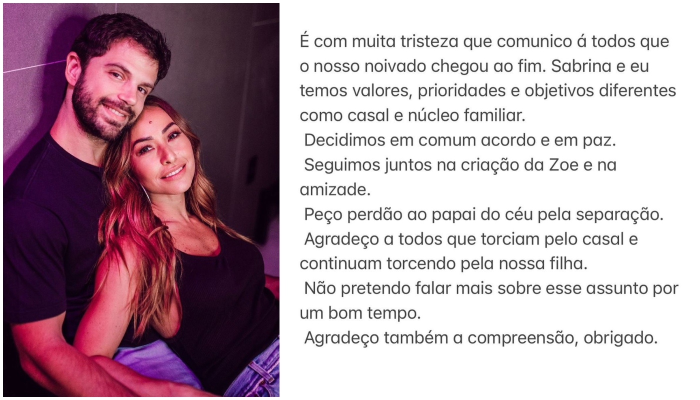 Sabrina Sato e Duda Nagle anunciaram o fim do casamento
