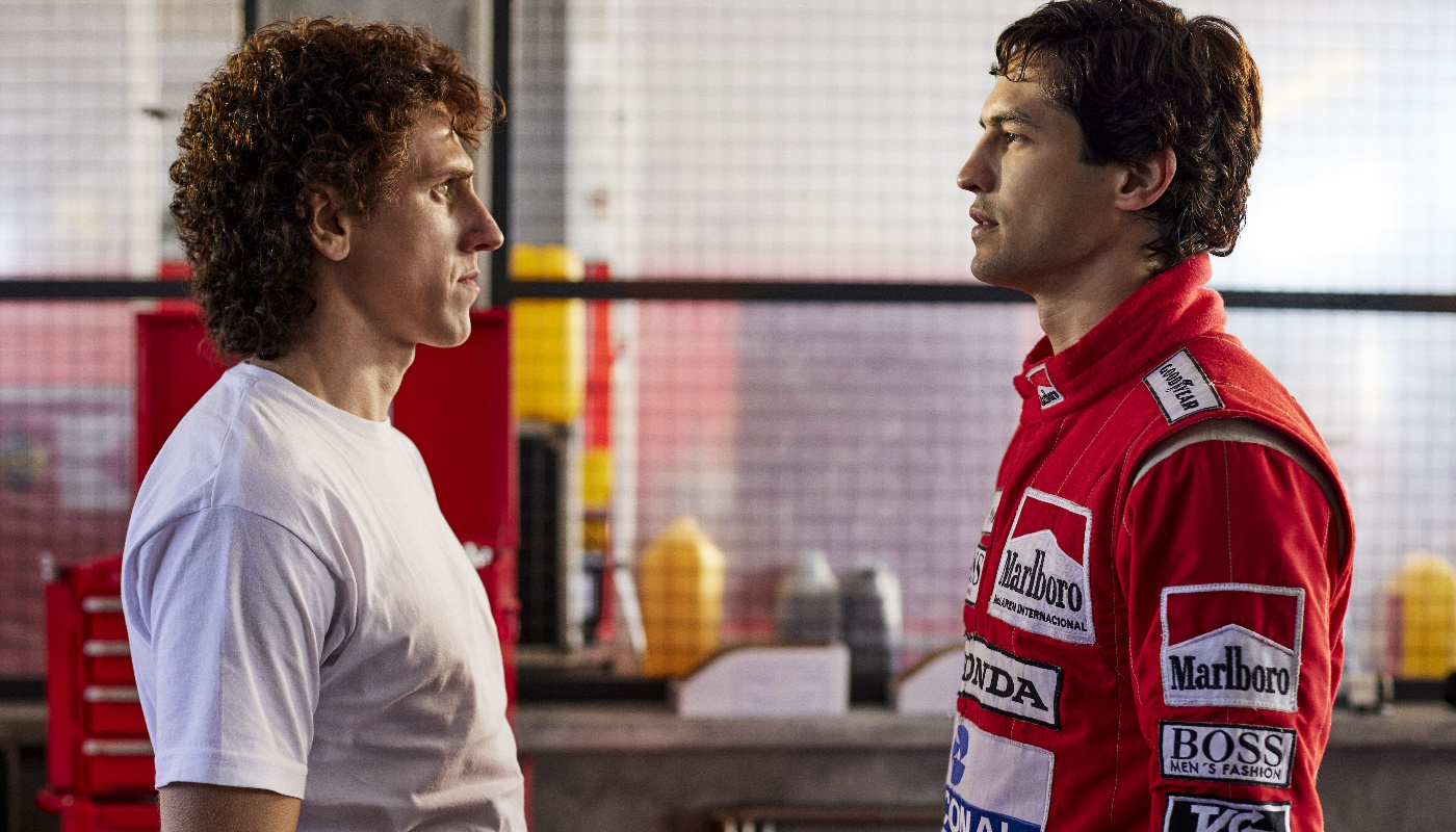 Alain Prost (Matt Mella) e Ayrton Senna (Gabriel Leone) em