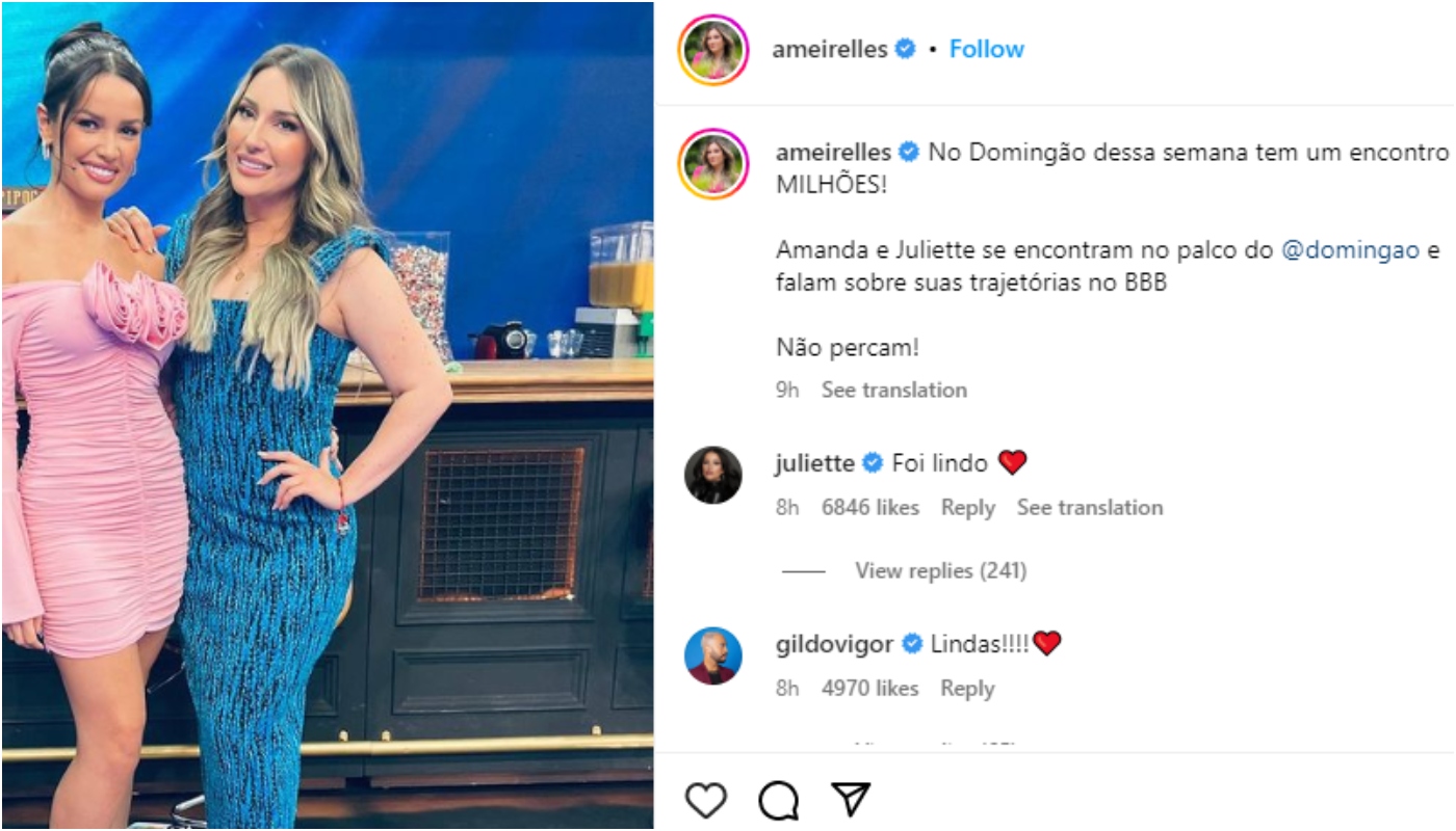 Amanda anuncia encontro com Juliette