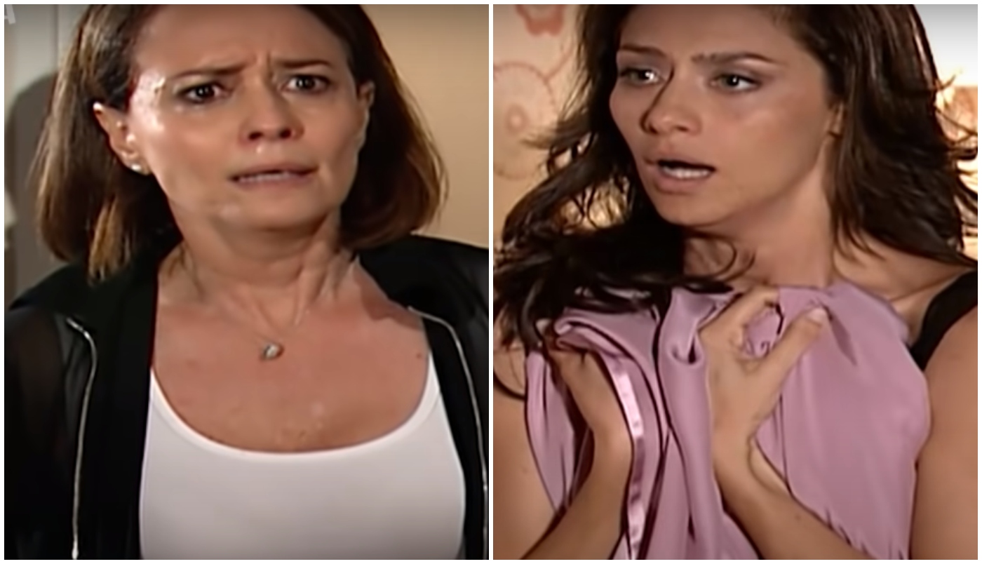 Ana Luísa (Renée de Vielmond) flagra Fabiana (Maria Fernanda Cândido) com o marido em