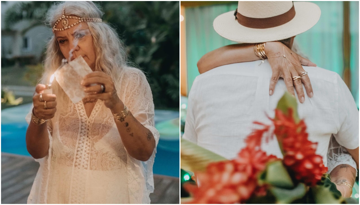 Astrid Fontenelle e o marido, Fausto Franco, renovaram os votos nos 14 anos de casamento