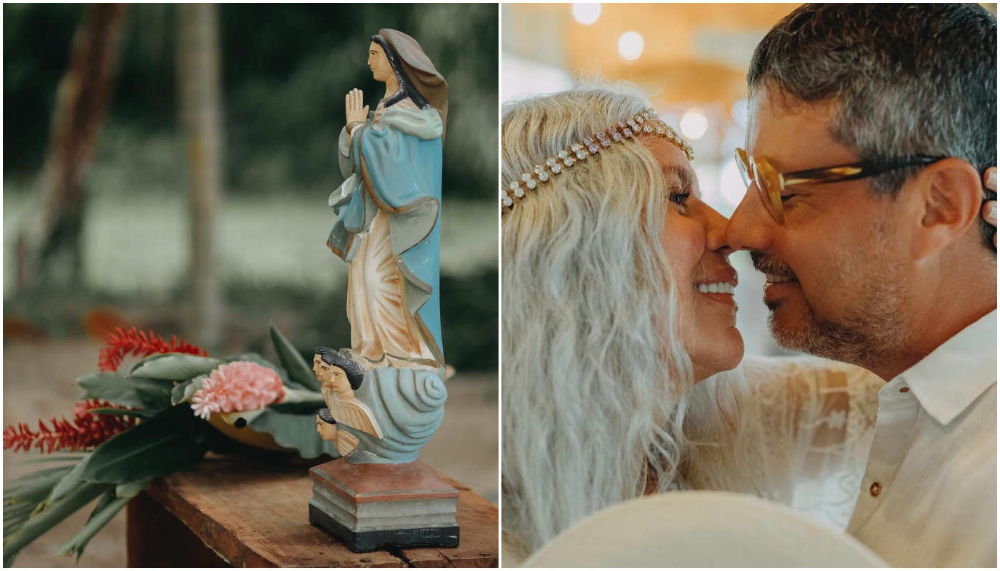 Astrid Fontenelle e o marido, Fausto Franco, renovaram os votos nos 14 anos de casamento