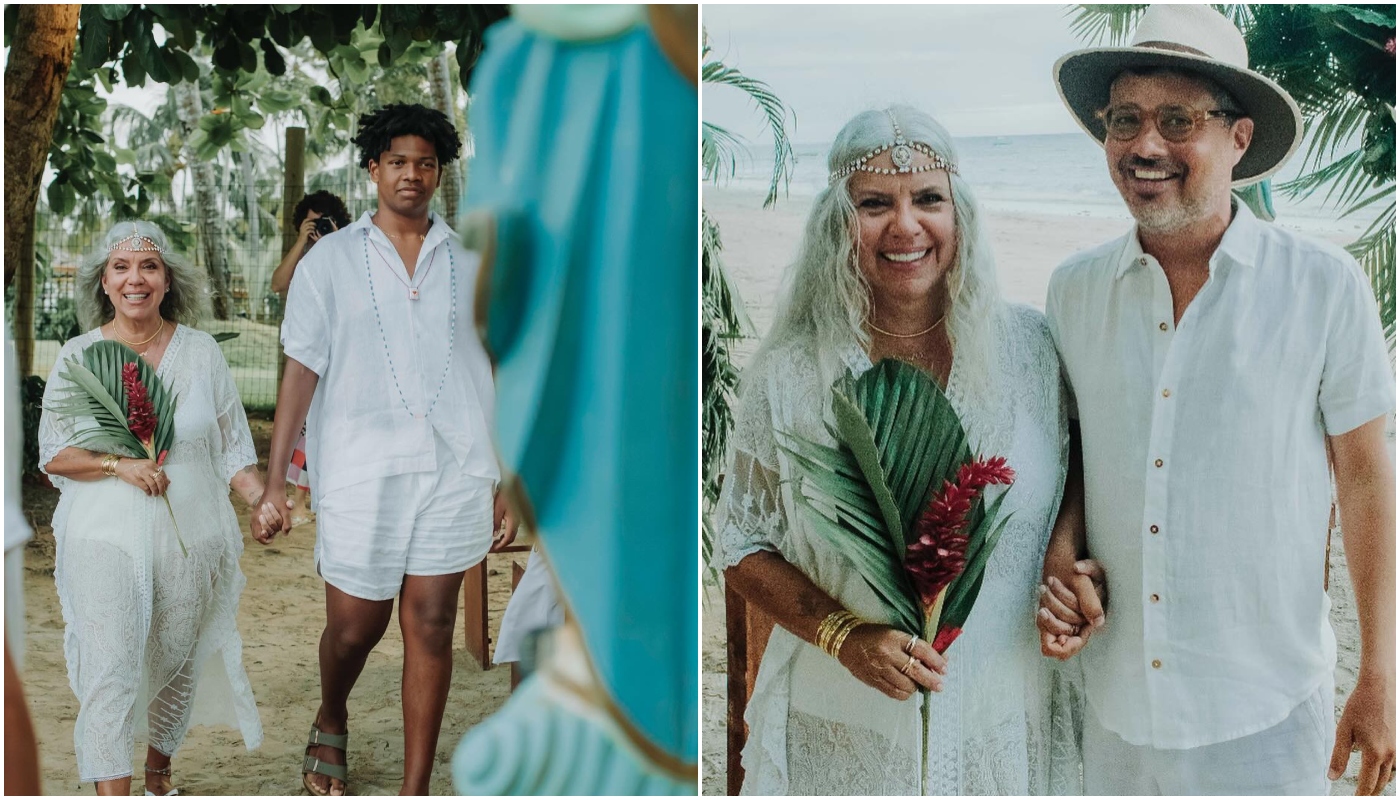 Astrid Fontenelle e o marido, Fausto Franco, renovaram os votos nos 14 anos de casamento