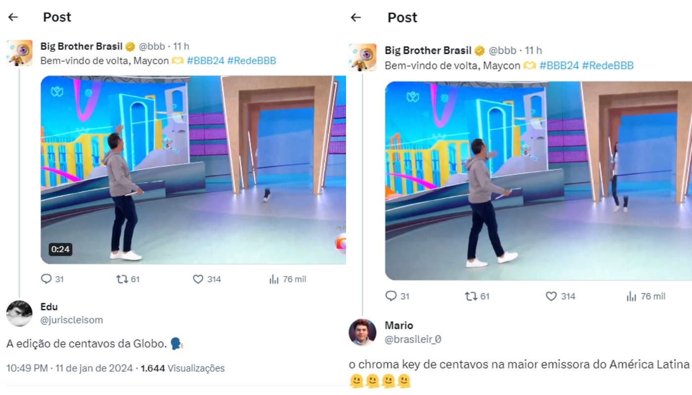 Web comenta falha no chroma key do BBB24