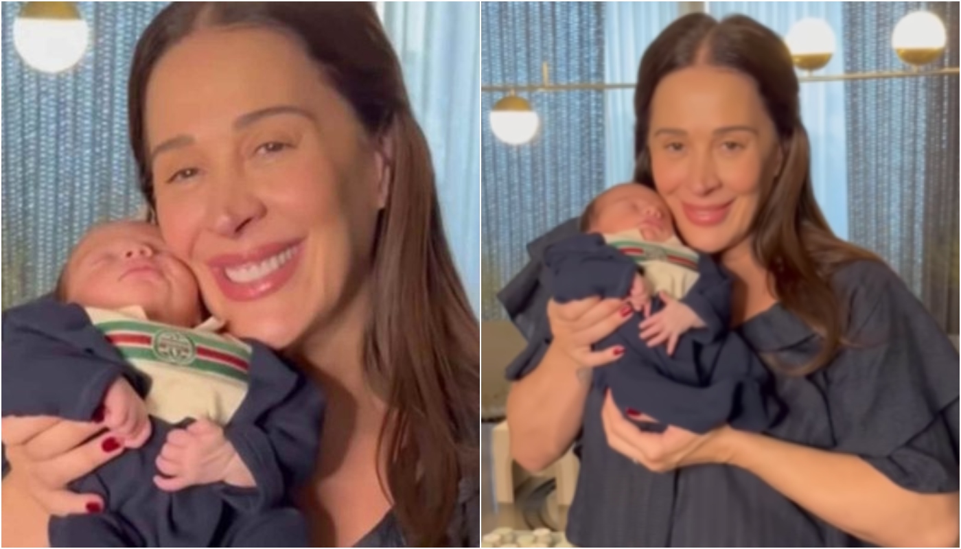 Claudia Raia mostra o pequeno Luca dormindo