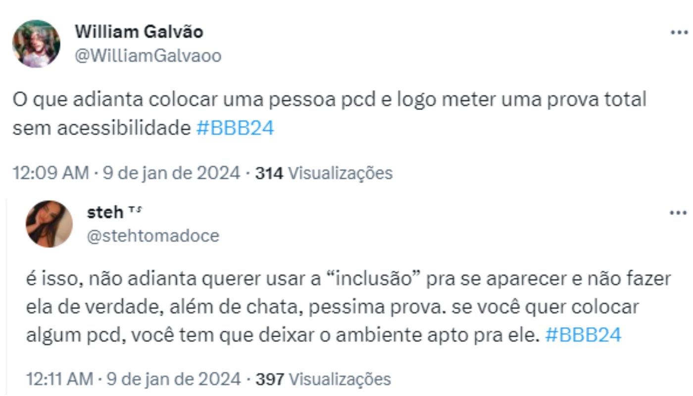 Web se revolta com falta de acessibilidade em prova do BBB24