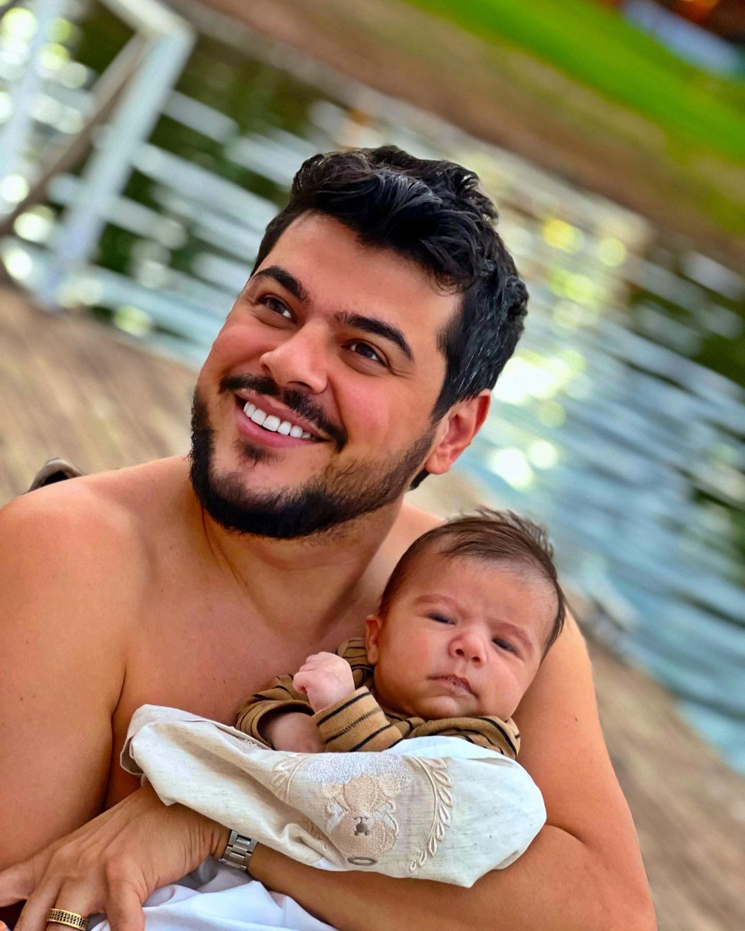 Cristiano, da dupla sertaneja com Zé Neto, e o filho caçula Miguel