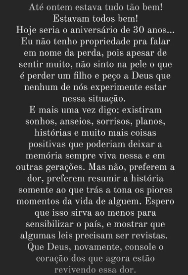 Esposa do imrão de Eloá se pronuncia sobre