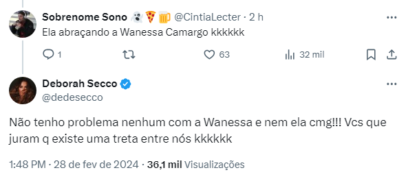 Deborah Secco comentando suposta