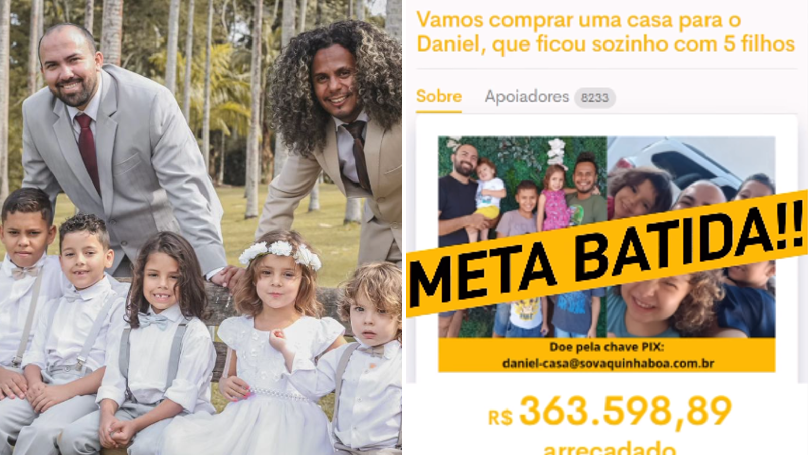 Família de Jhonatan e Daniel batem meta da vaquinha.