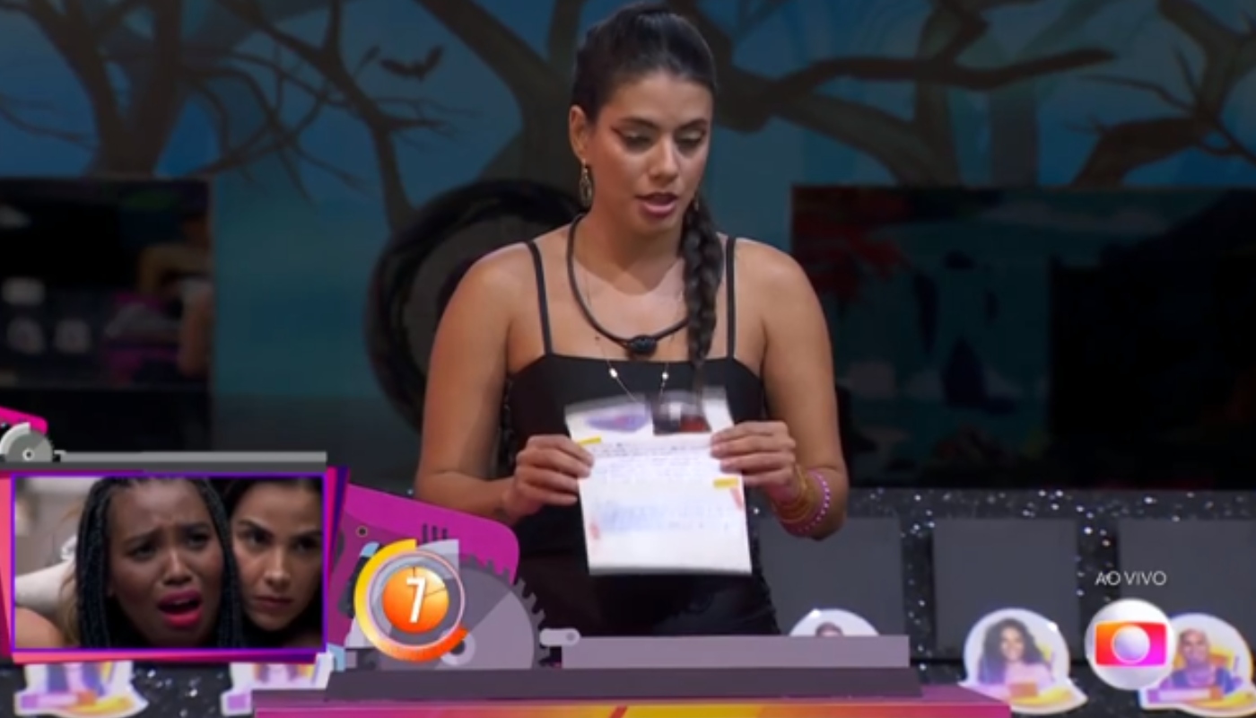 Fernanda tritura a carta de Leidy Elin no BBB24