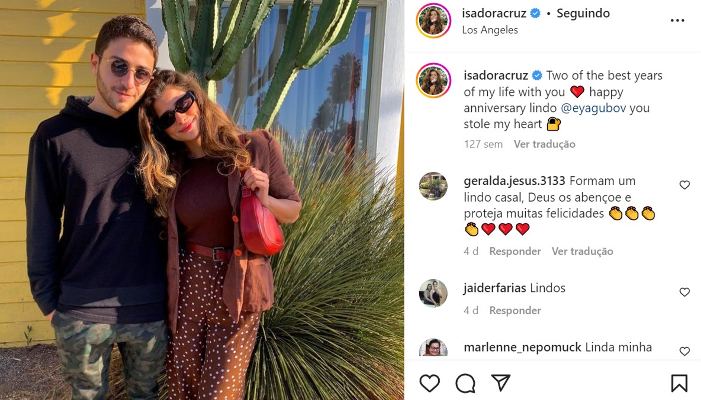 Isadora Cruz e o namorado, Elik Yagubov