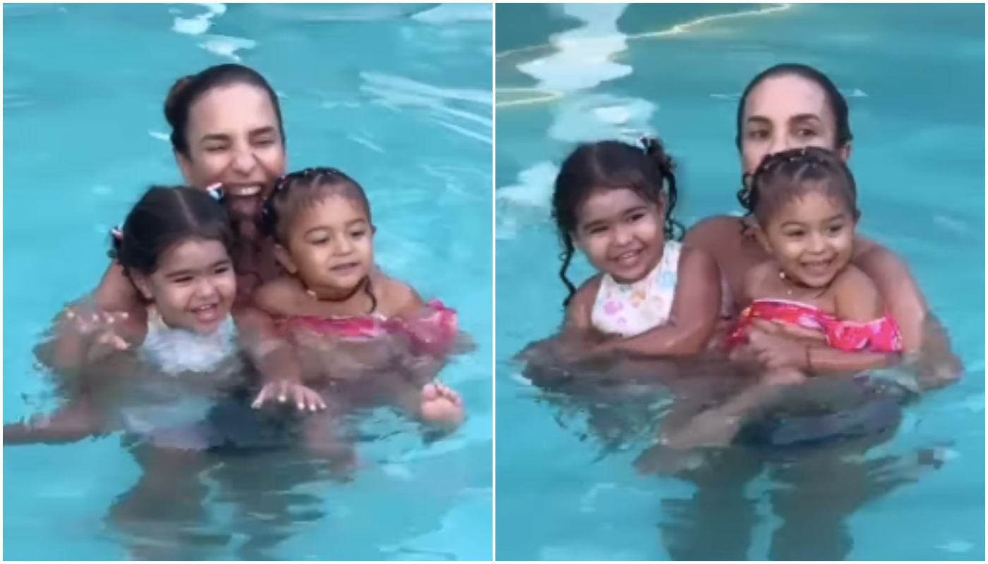 Ivete Sangalo com Zaya e Liz, filhas de Simone Mendes e Lorena Improta