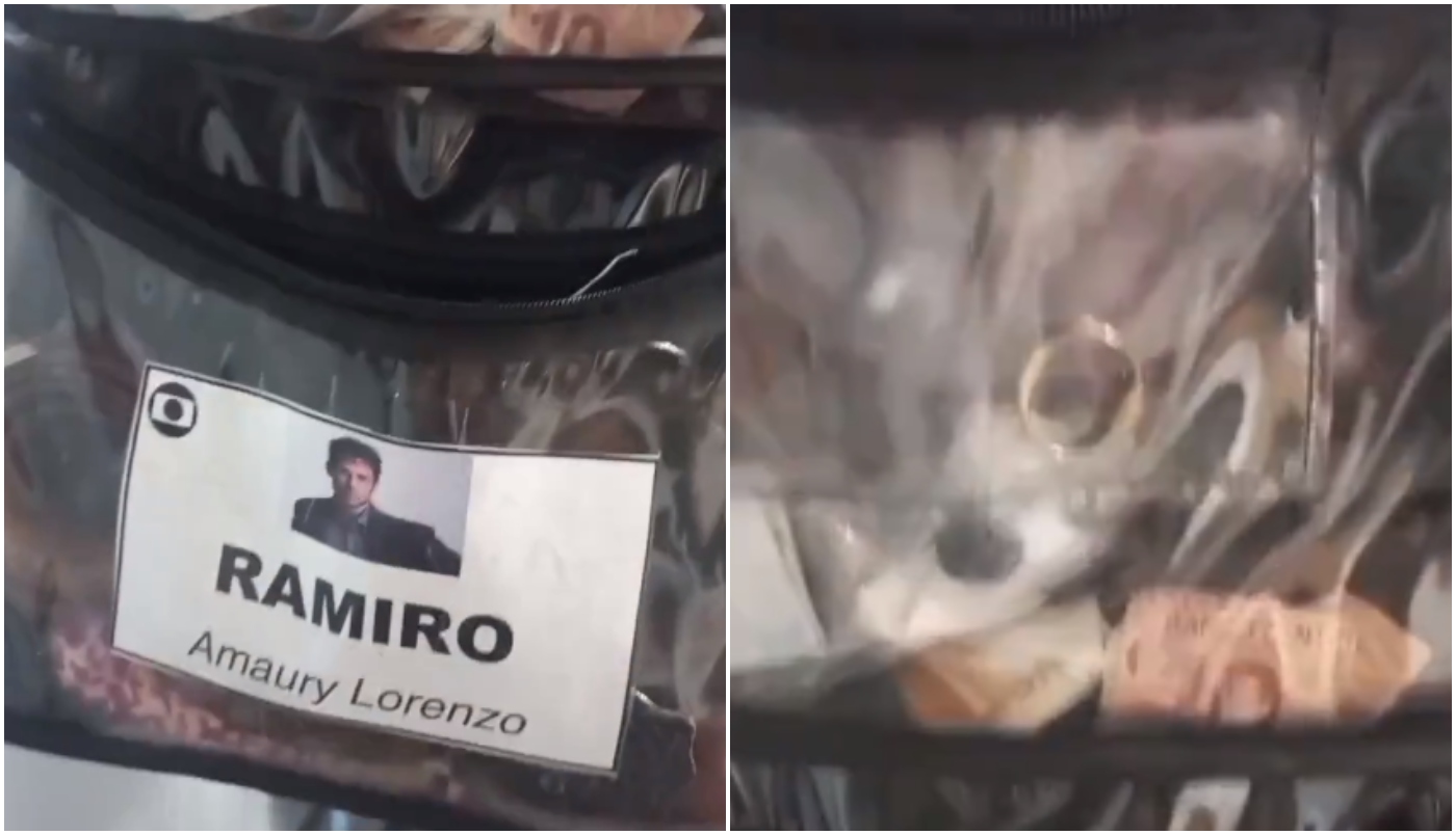 Anel em meio aos pertences de Ramiro mostrados pelo intérprete do personagem, Amaury Lorenzo