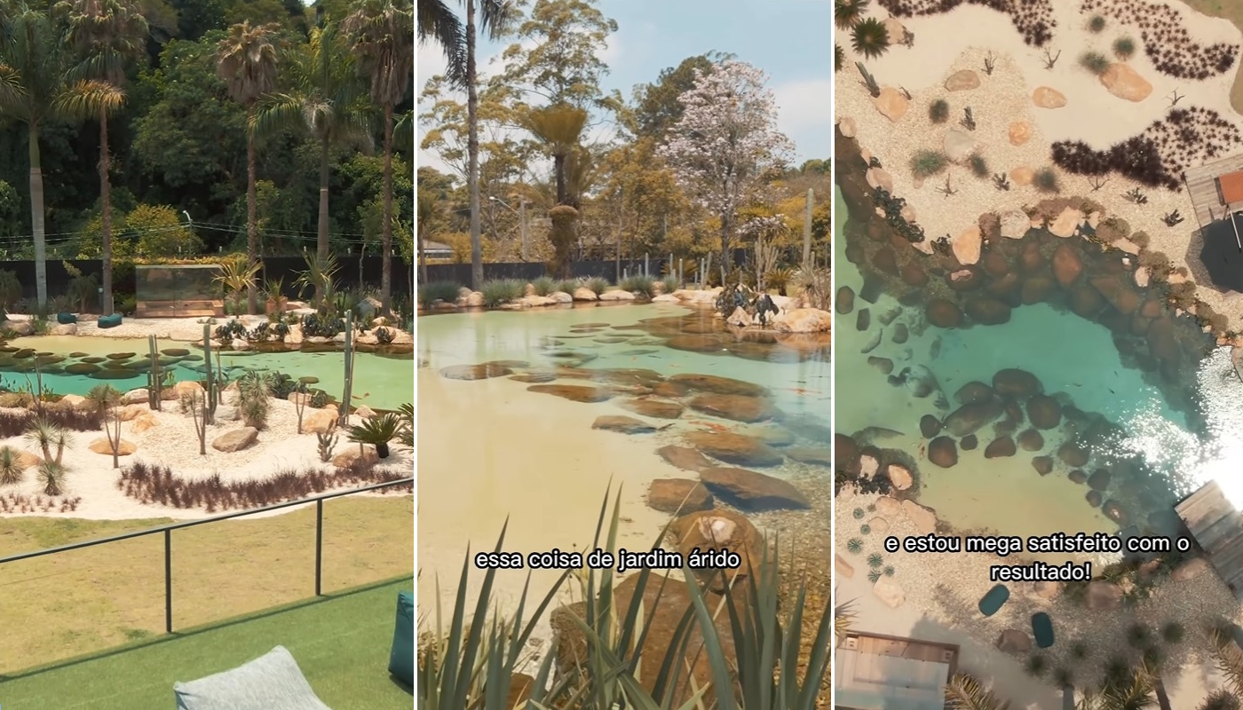 Lago da casa de Felipe Titto de diversos ângulos