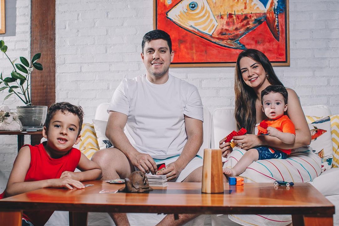 Maria Cecília e Rodolfo com os filhos