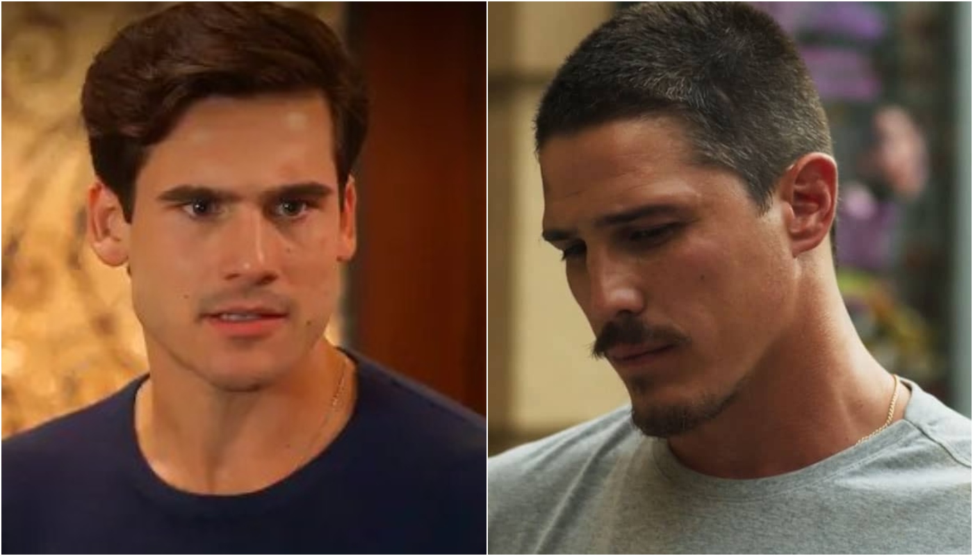 Miguel (Nicolas Prattes) e Julião (Romulo Arantes Neto) em