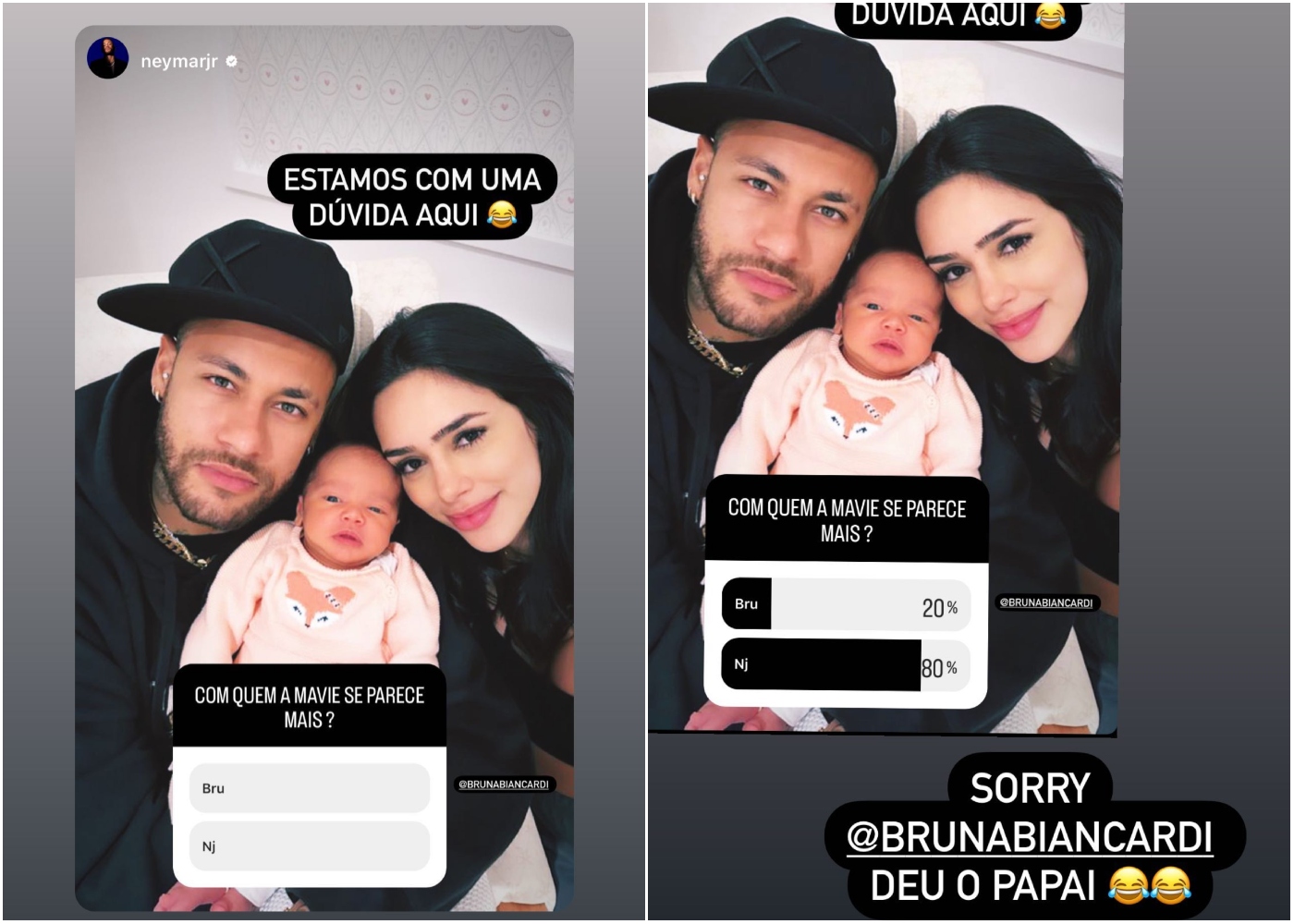 Neymar e Bruna Biancardi com a filha Mavie