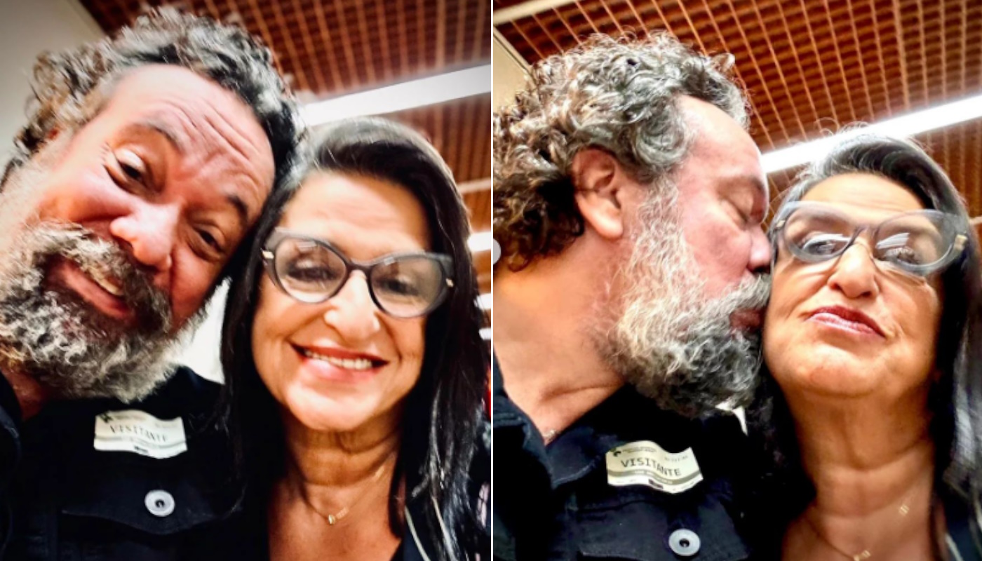 Otto (Márcio Vito) e Leda (Grace Gianoukas) nos bastidores de