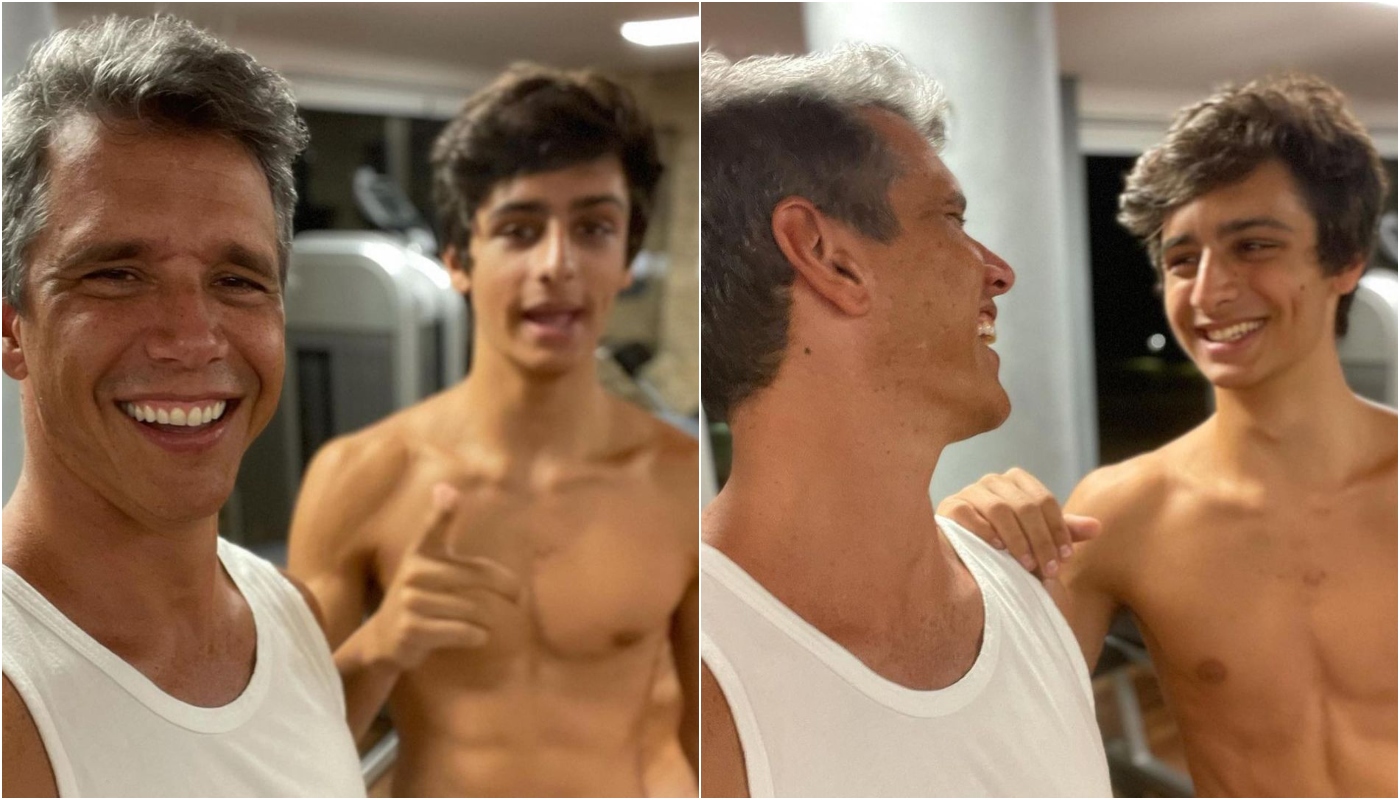 Pedro Garcia posa ao lado do pai