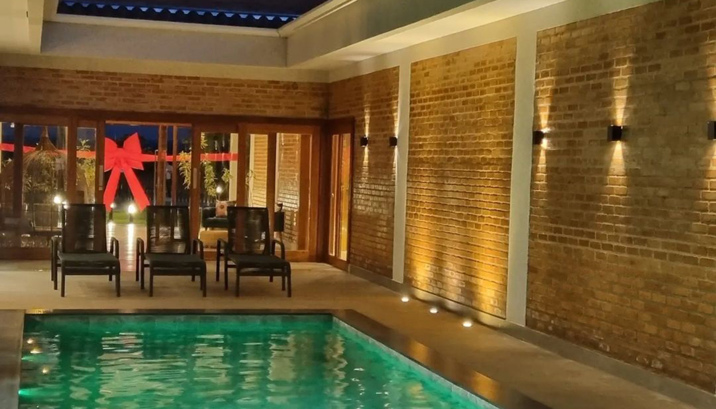 Piscina da casa de Poliana e Leonardo