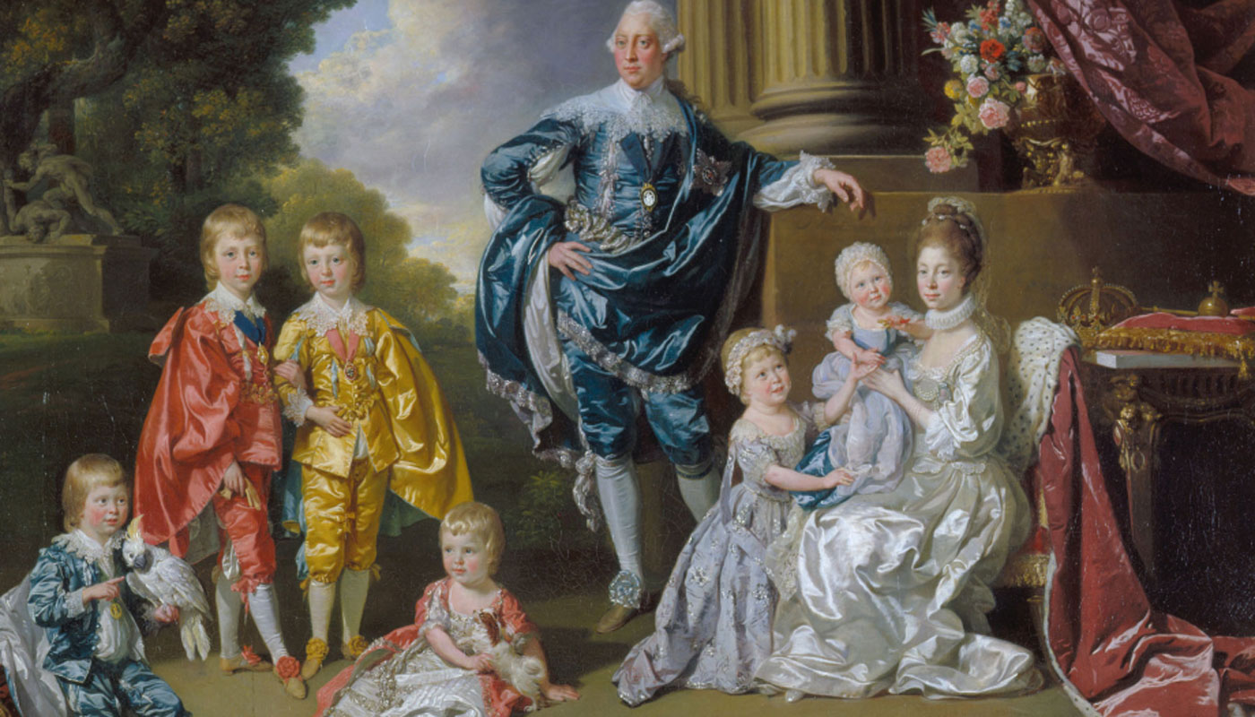 Rei George III, rainha Charlotte e filhos