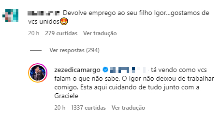 Zezé respondeu fã que pediu para sertanejo
